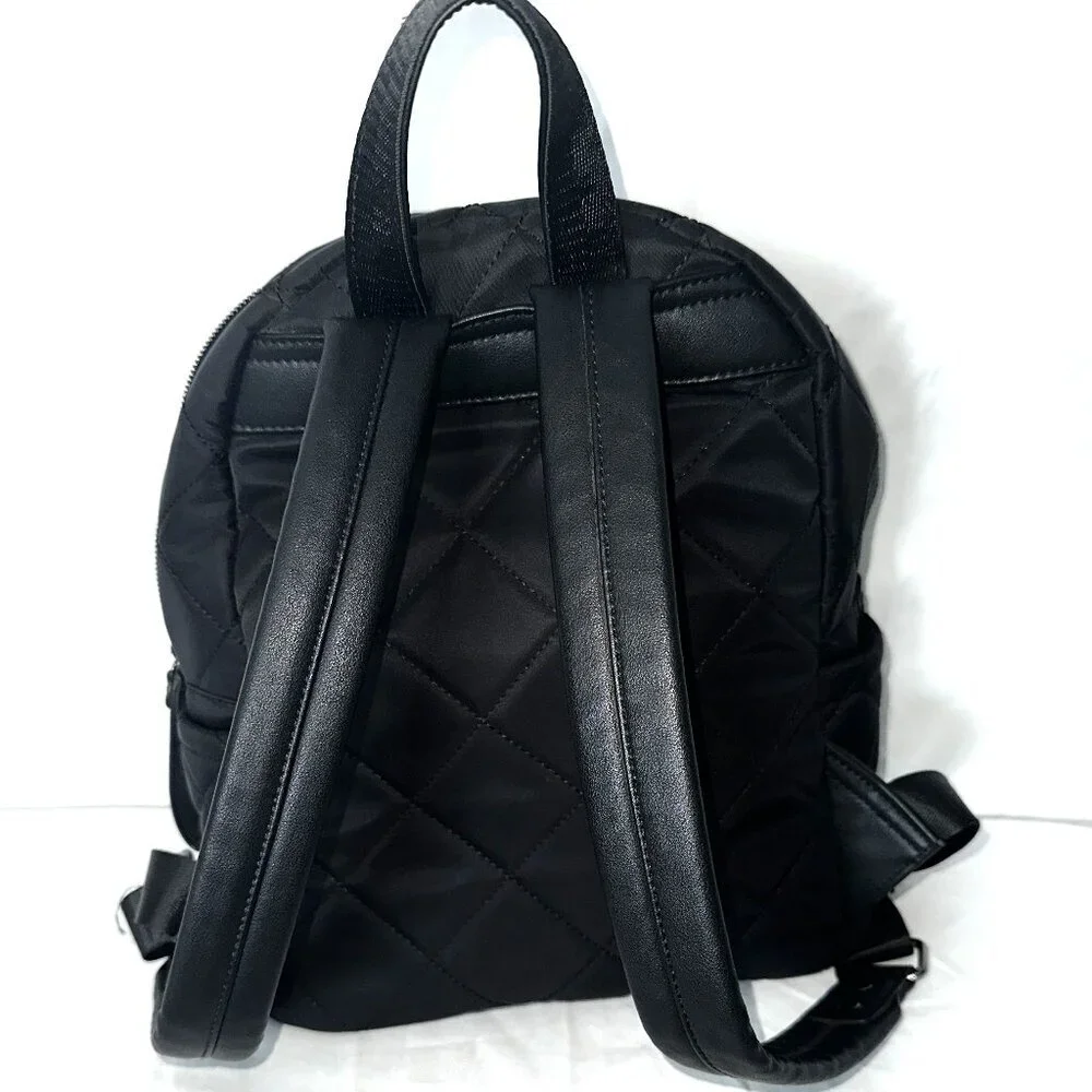 Black Quilted Small Backpack Laptop Pocket